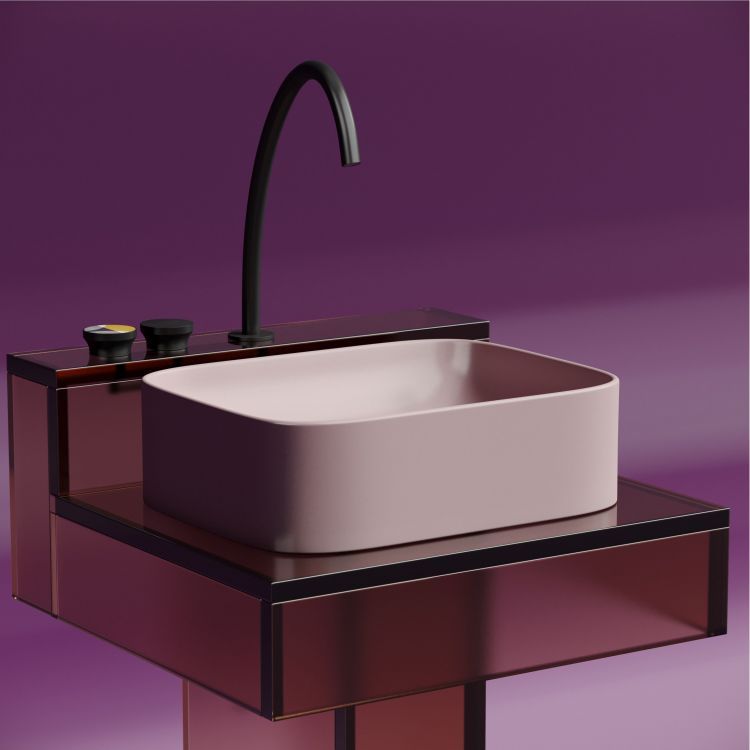 Умывальник чаша SANCOS Element накладная прямоугольная (цвет Розовый Матовый) 505x380x150мм, CN6052MP