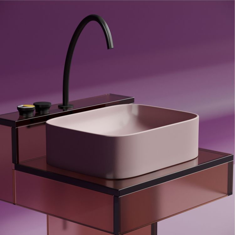 Умывальник чаша SANCOS Element накладная прямоугольная (цвет Розовый Матовый) 505x380x150мм, CN6052MP