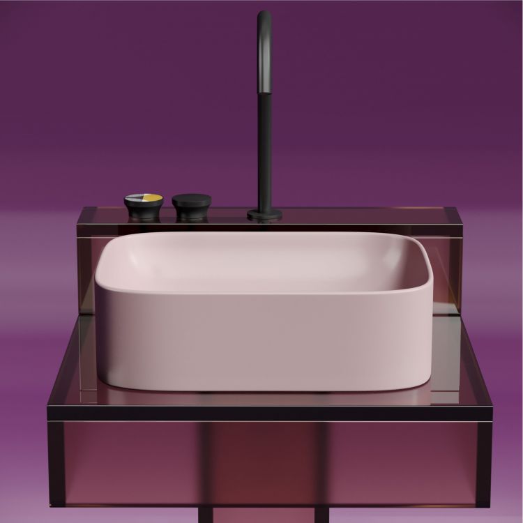 Умывальник чаша SANCOS Element накладная прямоугольная (цвет Розовый Матовый) 505x380x150мм, CN6052MP