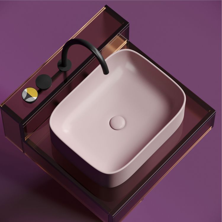 Умывальник чаша SANCOS Element накладная прямоугольная (цвет Розовый Матовый) 505x380x150мм, CN6052MP