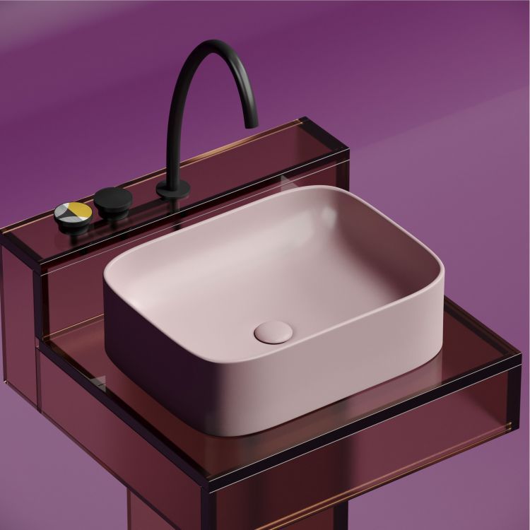 Умывальник чаша SANCOS Element накладная прямоугольная (цвет Розовый Матовый) 505x380x150мм, CN6052MP