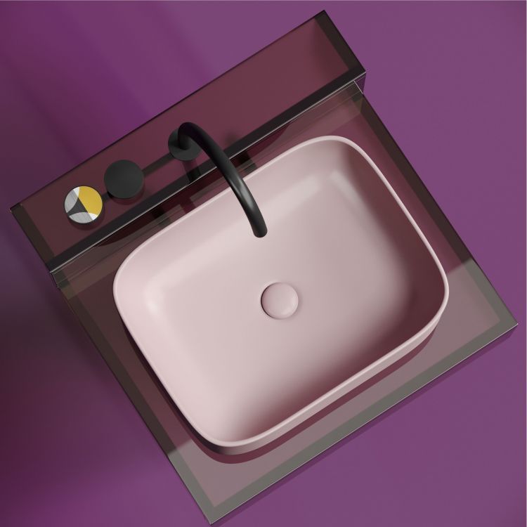 Умывальник чаша SANCOS Element накладная прямоугольная (цвет Розовый Матовый) 505x380x150мм, CN6052MP