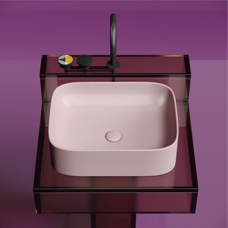 Умывальник чаша SANCOS Element накладная прямоугольная (цвет Розовый Матовый) 505x380x150мм, CN6052MP