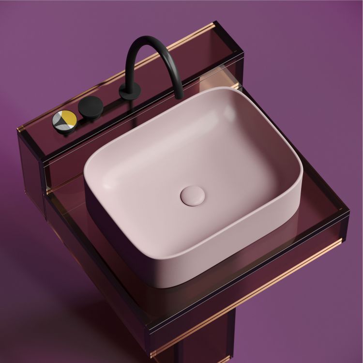 Умывальник чаша SANCOS Element накладная прямоугольная (цвет Розовый Матовый) 505x380x150мм, CN6052MP