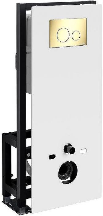 Инсталляция WasserKRAFT Glan 66TLT.010.ME.WH.PG02 для унитаза Белое стекло с клавишей смыва Золото глянцевое