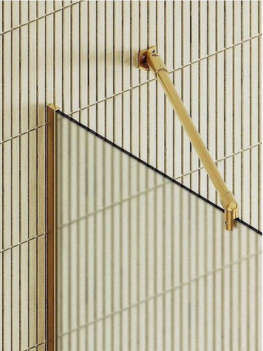 Душевая перегородка Maybah Glass MGD-737-3у 890x1950 в узком профиле Золото стекло сатиновое