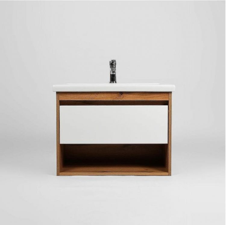 Тумба под раковину VIANT Бостон 80 VBOS80CO-T1YP подвесная Белая Дуб Вотан