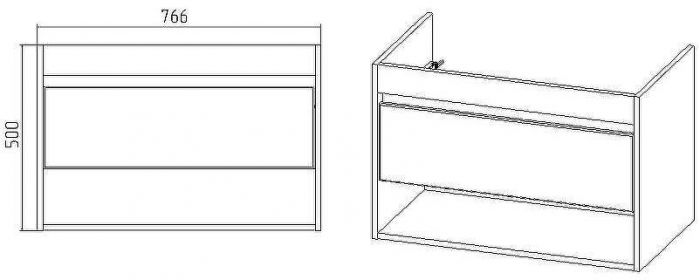 Тумба под раковину VIANT Бостон 80 VBOS80CO-T1YP подвесная Белая Дуб Вотан