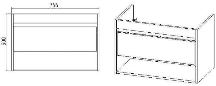 Тумба под раковину VIANT Бостон 80 VBOS80CO-T1YP подвесная Белая Дуб Вотан
