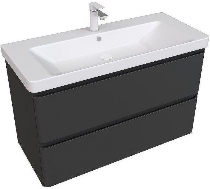 Тумба под раковину Aquanet Эмбер 105 330470 подвесная Черная матовая