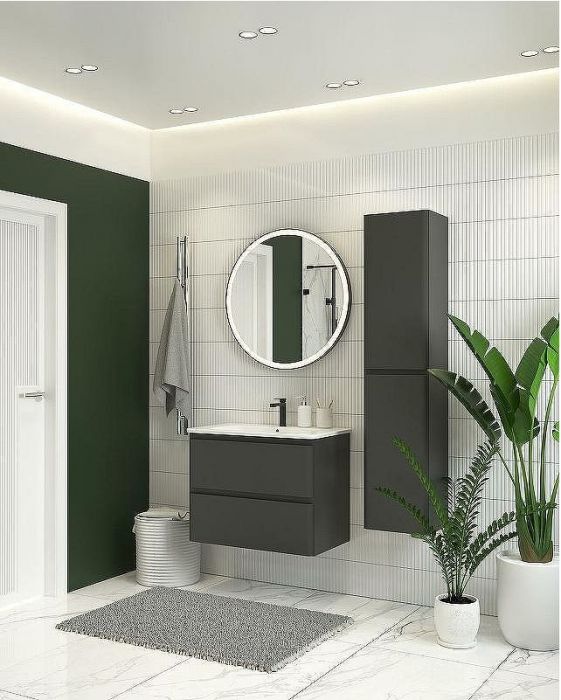 Тумба под раковину Aquanet Эмбер 105 330470 подвесная Черная матовая