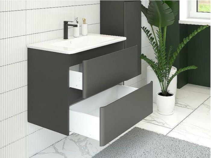 Тумба под раковину Aquanet Эмбер 105 330470 подвесная Черная матовая