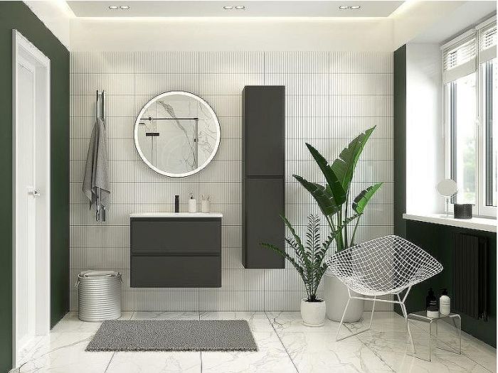 Тумба под раковину Aquanet Эмбер 105 330470 подвесная Черная матовая