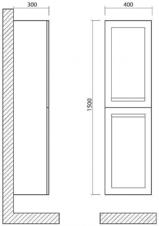 Шкаф пенал Art&Max AM-Platino-1500-2A-SO-BL подвесной Белый глянец