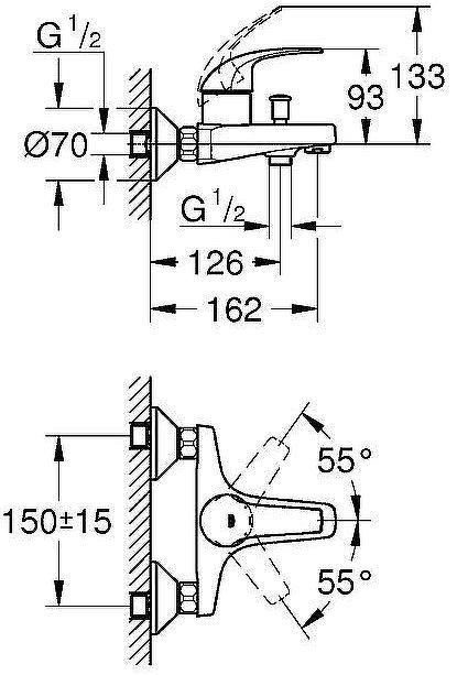 Смеситель для ванны Grohe BauCurve 23599000 Хром