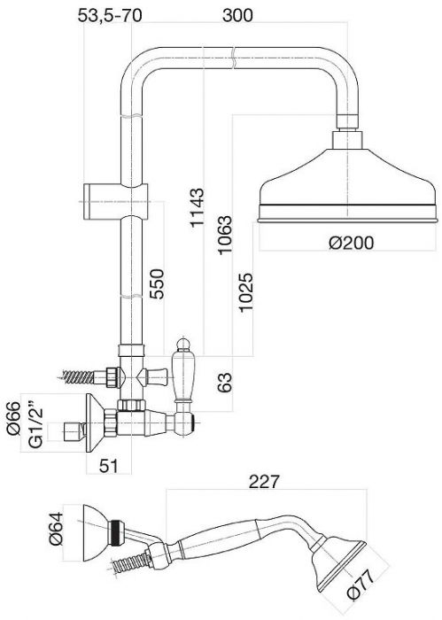 Душевая система Fiore Coloniale 02CO0620 цвет Хром Золото