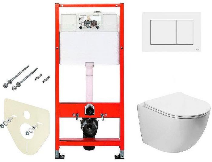 Комплект унитаза Vincea Globo VT1-14S с инсталляцией Tece Base 9400413 с сиденьем Микролифт и Белой клавишей смыва