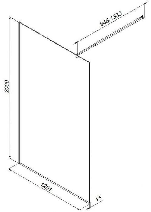 Душевая перегородка AM.PM Func 120 W84WI-120-F1-MTE профиль Хром матовый стекло прозрачное