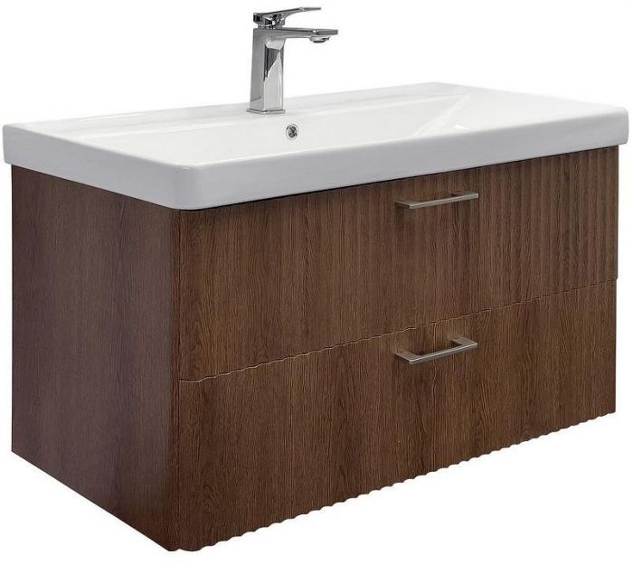 Тумба с раковиной Comforty Ангара 90П 00-00021037 подвесная Дуб темно-коричневый
