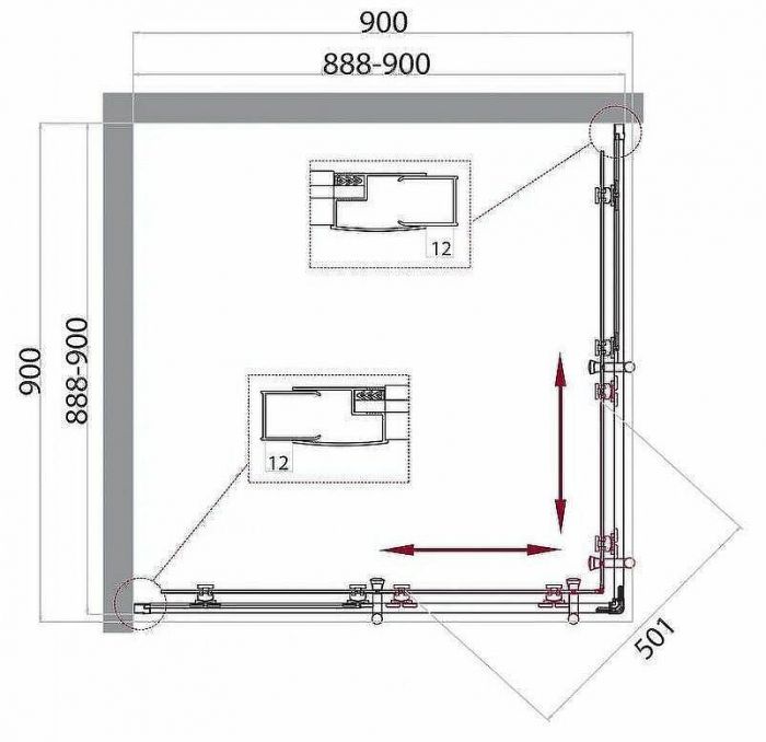 Душевой уголок BelBagno Uno 90х90 UNO-195-A-2-90-CH-CR профиль Хром стекло шиншилла