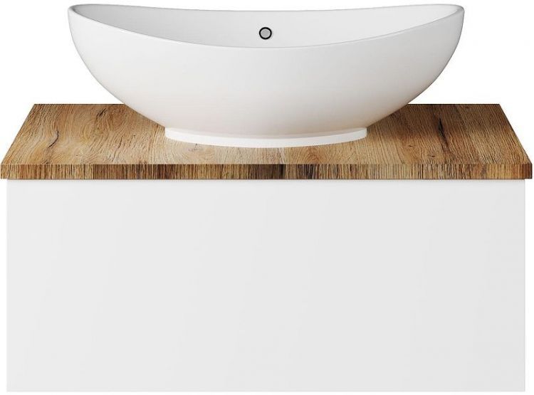 Тумба под раковину Misty Ива 70 П-Ива-01070-951Я подвесная Белая Дуб Вотан