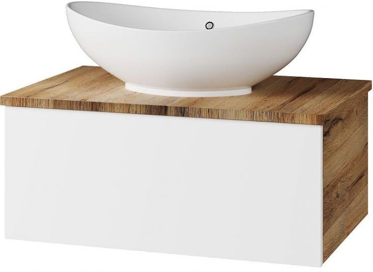 Тумба под раковину Misty Ива 70 П-Ива-01070-951Я подвесная Белая Дуб Вотан