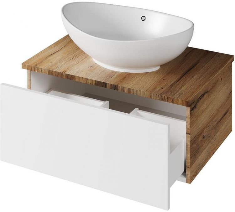 Тумба под раковину Misty Ива 70 П-Ива-01070-951Я подвесная Белая Дуб Вотан