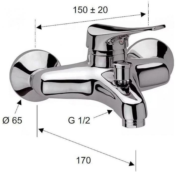 Смеситель для ванны Remer Giga Four G054 Хром