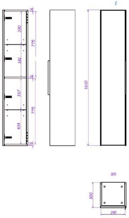 Шкаф пенал La Fenice Simpla 30 FNC-05-SIM-BG-30 подвесной Синий матовый