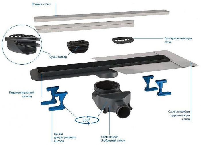 Душевой лоток BelBagno Luce BB-LD-LUCE-80-CR с решеткой Хром / под плитку