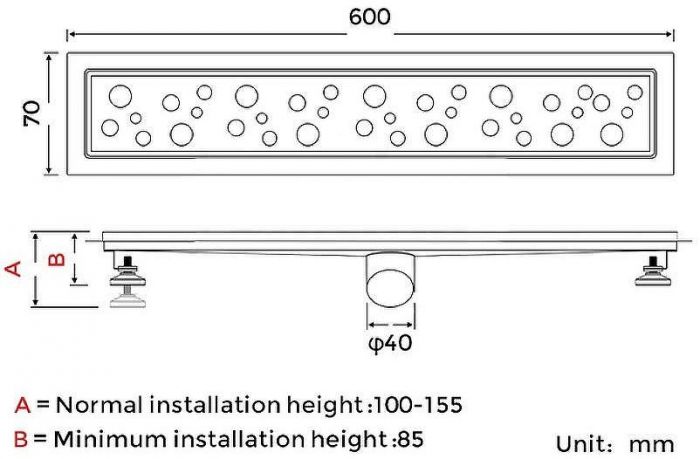 Душевой лоток Gappo G86007-2 с решеткой Нержавеющая сталь