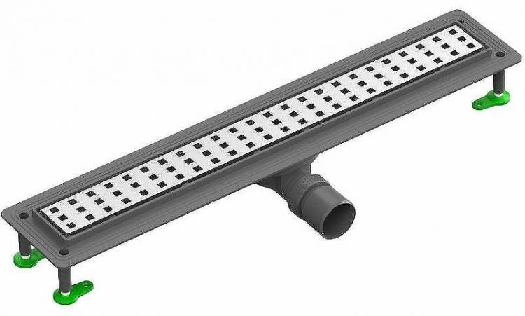 Душевой лоток Ctesi Flow Square 70 BK4024640 с решеткой Хром