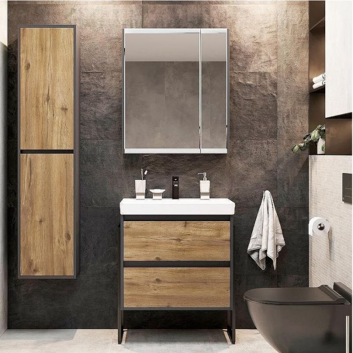 Комплект мебели для ванной STWORKI Кронборг 70 477819 Темное дерево Серый