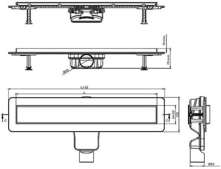 Душевой лоток Berges Optim Line 600 090506 с решеткой Хром глянцевый / под плитку