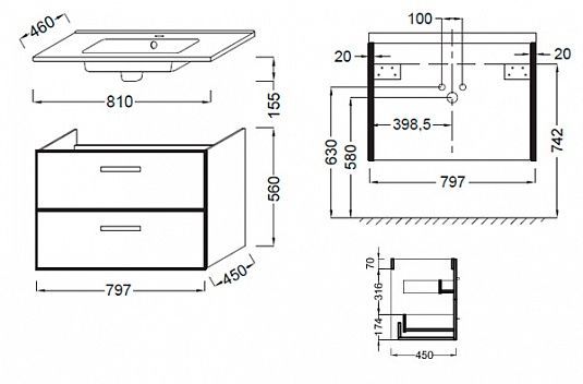 Тумба под раковину Jacob Delafon OLA EB391RU 79,6 см