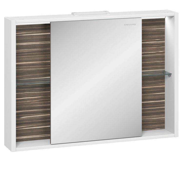 Шкаф зеркальный Edelform Белль 100, белый с макассар [2-763-44-S]