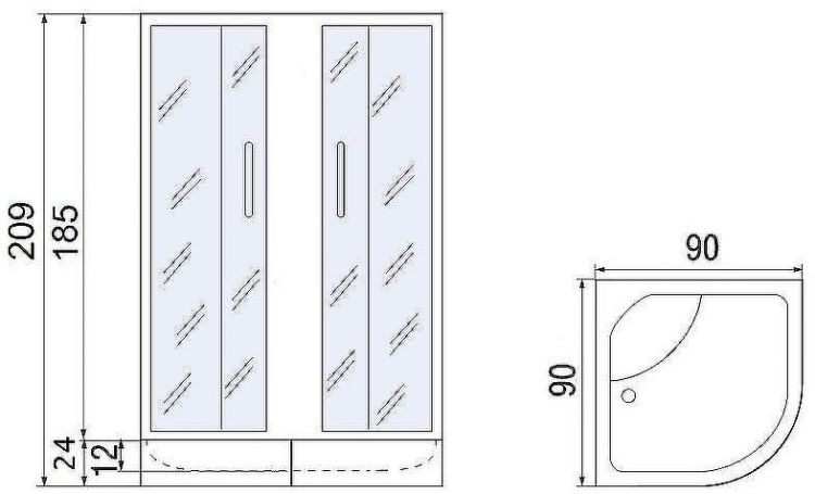 Душевой уголок River Don XL 90x90 MT 10000011744 с поддоном