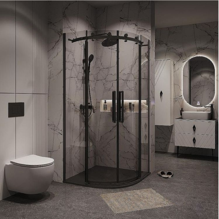 Душевой уголок Grossman Classic 90х90 301.K33.04.9090.21.00 профиль Черный матовый стекло прозрачное