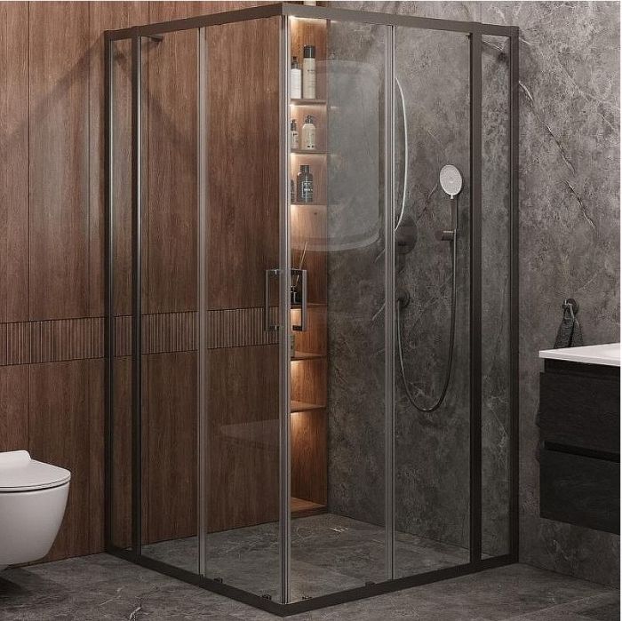 Душевой уголок Cezares Molveno 120x120 MOLVENO-A-22-90+30-C-GM-IV профиль Оружейная сталь стекло прозрачное