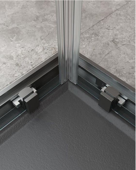 Душевой уголок Cezares Molveno 120x120 MOLVENO-A-22-90+30-C-GM-IV профиль Оружейная сталь стекло прозрачное