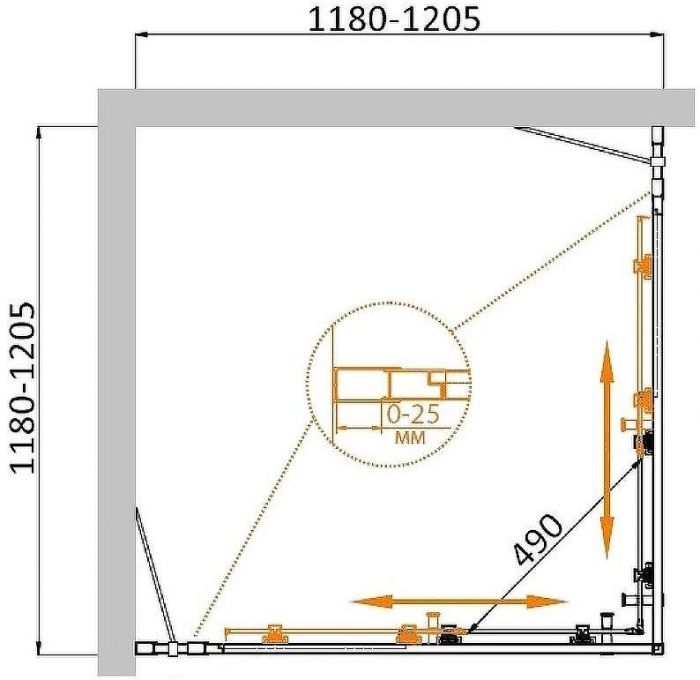 Душевой уголок Cezares Molveno 120x120 MOLVENO-A-22-90+30-C-GM-IV профиль Оружейная сталь стекло прозрачное