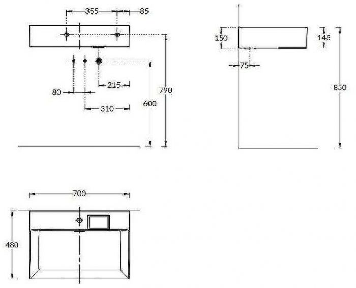 Раковина Kerama Marazzi Logica 70 LO.wb.70.1 Белая глянцевая