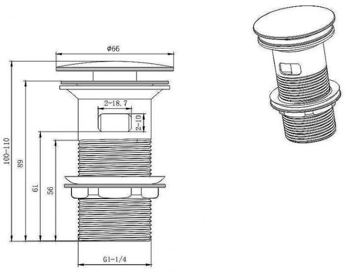 Донный клапан Aquatek AQ6001MB click-clack Черный матовый