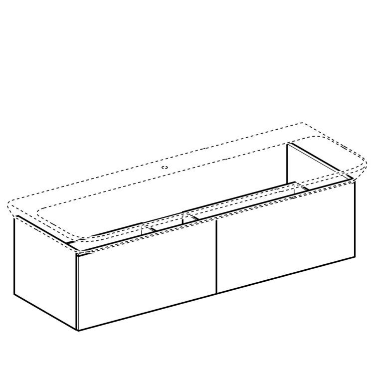 Тумба под раковину Geberit Xeno? 1395х350х475 мм, 2 ящика, серый дуб [500.348.43.1]