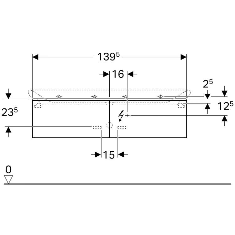 Тумба под раковину Geberit Xeno? 1395х350х475 мм, 2 ящика, серый дуб [500.348.43.1]