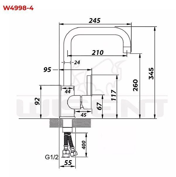 Смеситель для кухни Wisent W4998-4-25C цвет Оникс