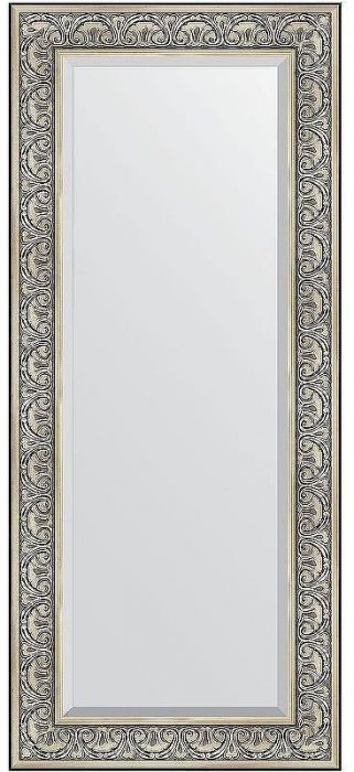 Зеркало Evoform Exclusive 150х65 BY 3554 с фацетом в багетной раме - Барокко серебро 106