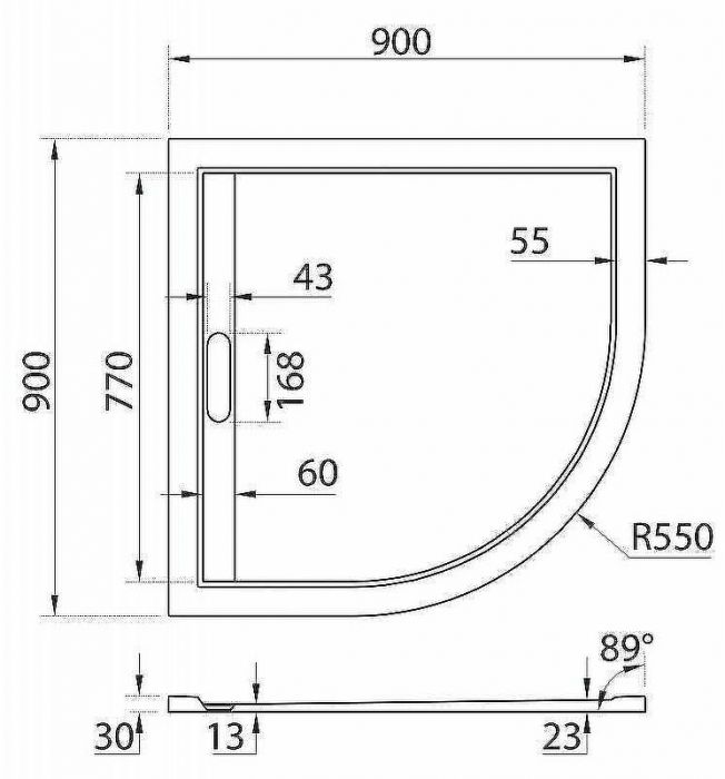 Душевой поддон из искусственного камня Cezares Tray AS 90x90 TRAY-AS-R-90-30-W Белый
