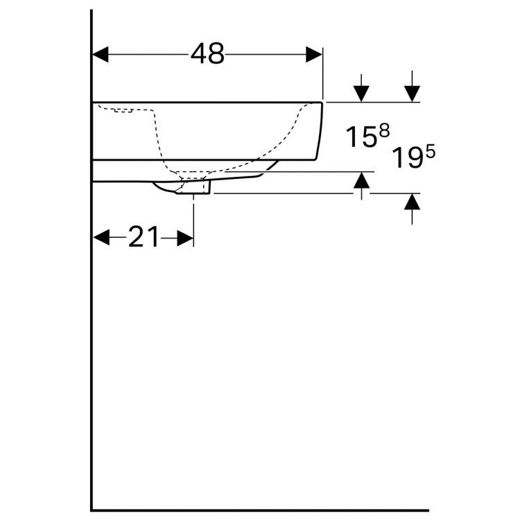 Раковина Geberit Renova Nr.1 Plan, 225165000 Раковина Geberit Renova Nr.1 Plan, 225165000