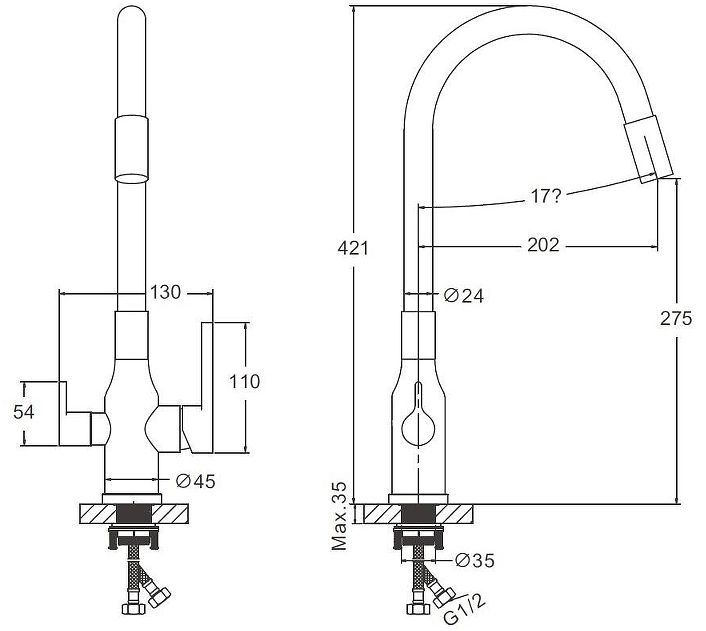 Смеситель для кухни Belz B76814 цвет Хром Черный